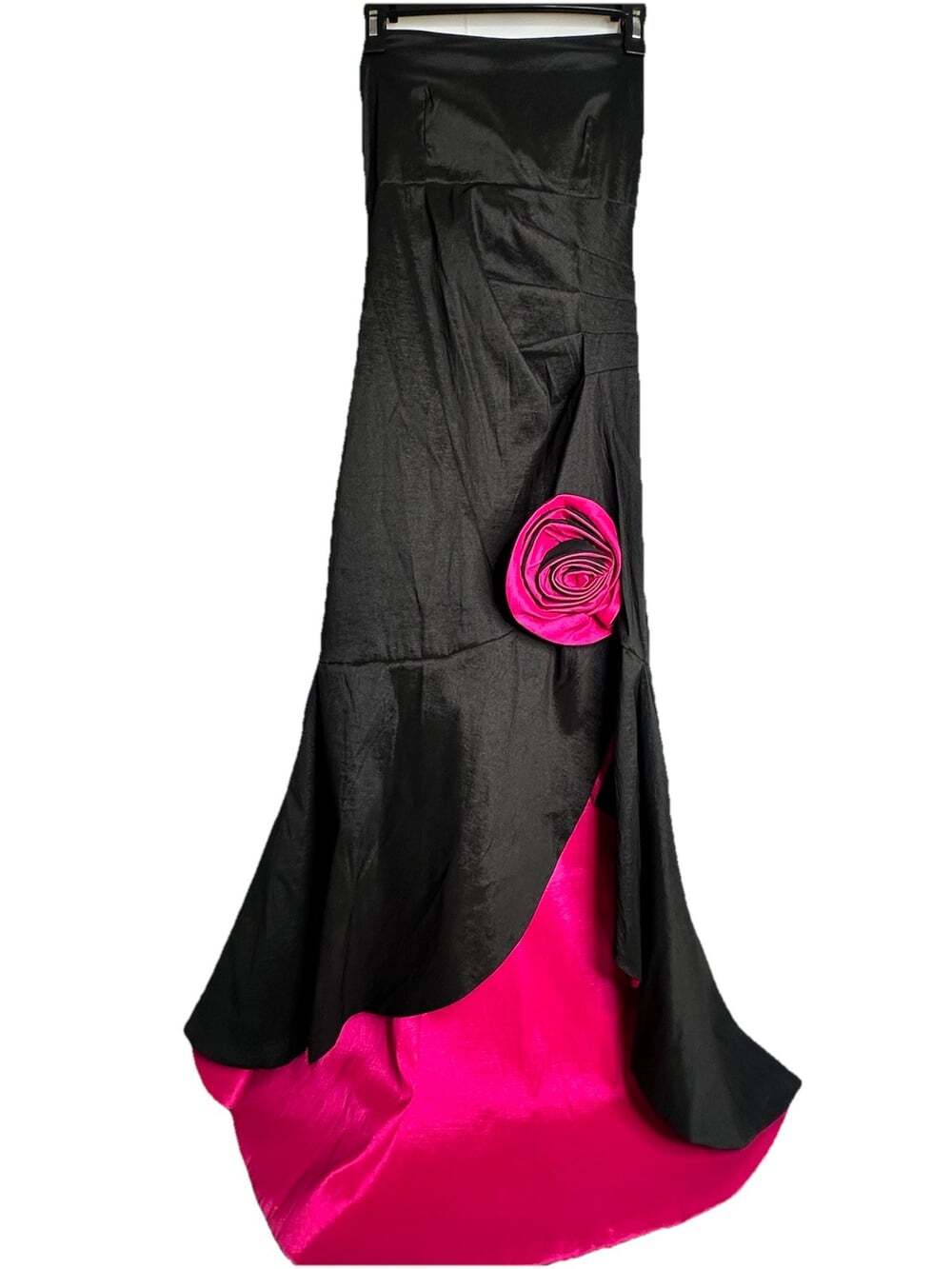 Maria Bonita Vintage Y2K Black Pink Sheer Size Medium Maxi Dress Prom Sleeve Les